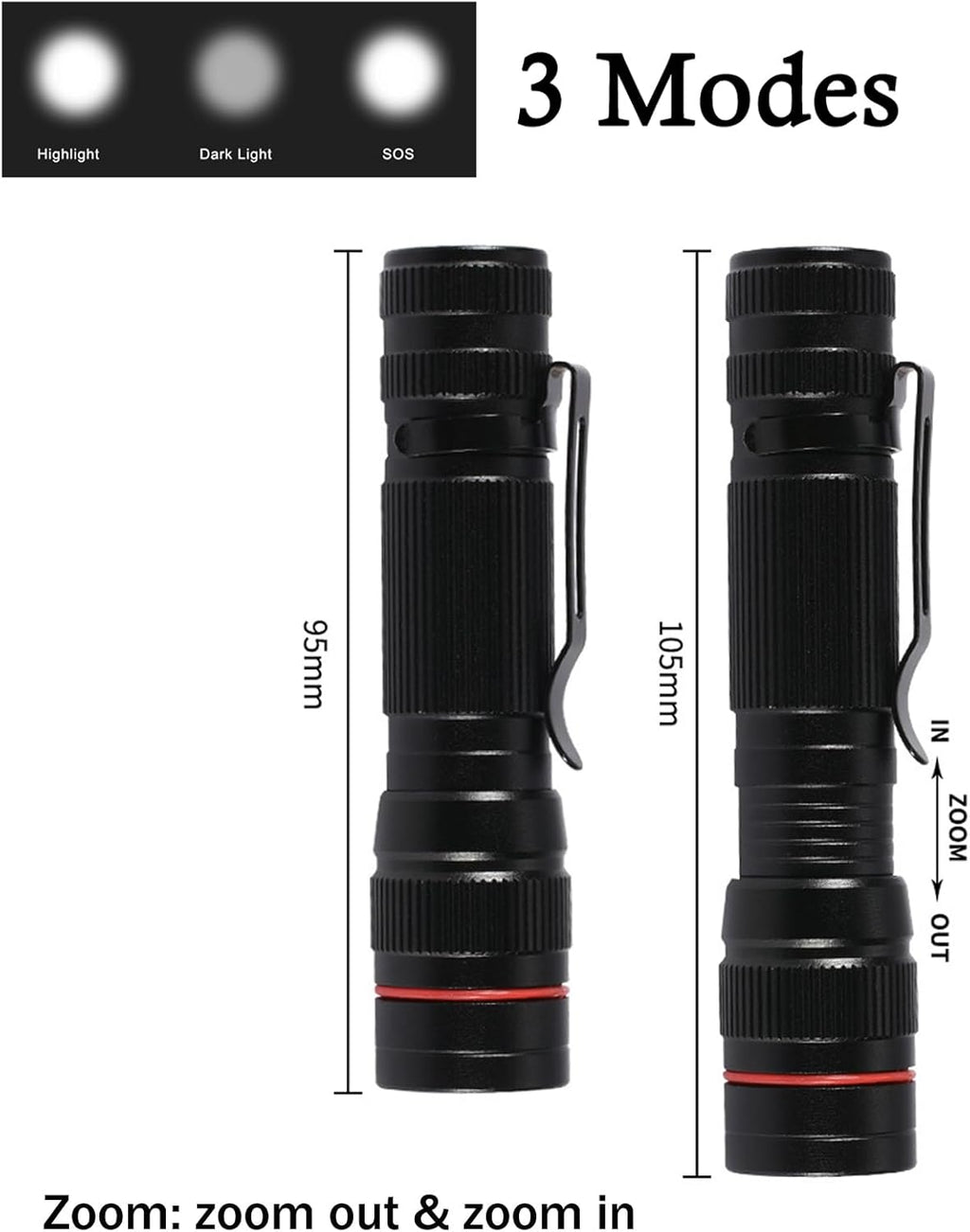Wrrozz Rechargeable Flashlight 2-Pack - Super Bright LED Mini Pocket Torch | Zoomable Keychain for Camping & Emergencies