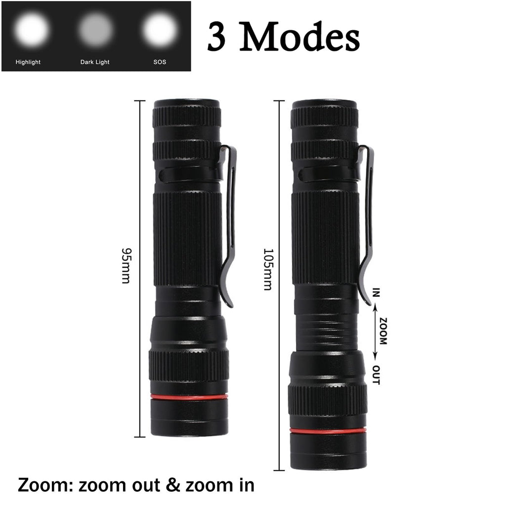 Wrrozz Flashlight Rechargeable 2 Pack, High Lumens LED flahlight, Super Bright Small Flash Light, Mini Pocket Torch, Zoomable Portable Keychain Flashlights for Camping, Emergencies, Travel, Home