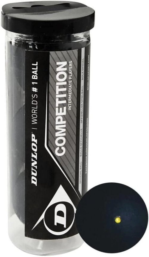 Dunlop Sports Competition Squash Balls, 3-Ball Tube