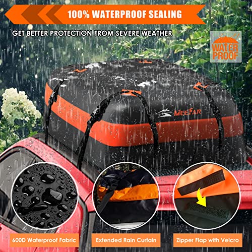 Car Roof Bag Waterproof Rooftop Cargo Carrier 15 Cubic Feet - Universal Fit