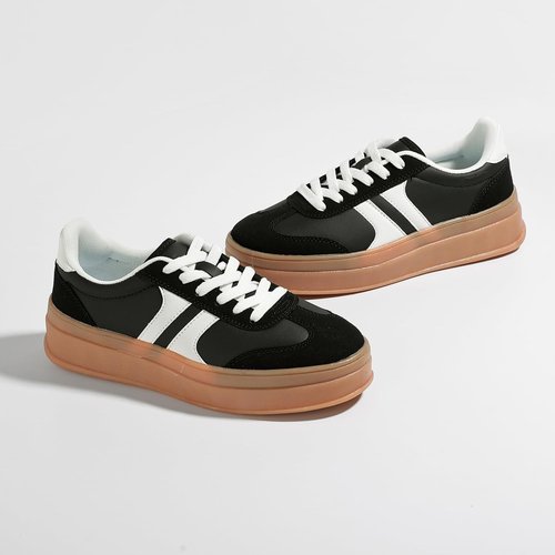 Lxuan Women's Fashion Sneakers - Thick Platform Sole, Anti-Slip Rubber, Lace-Up Comfort Shoes