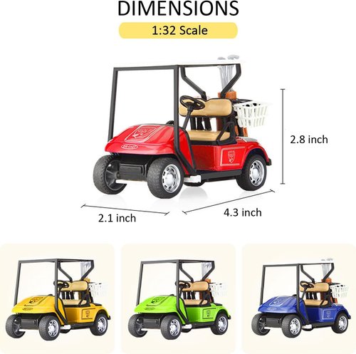 Mini Golf Carts by [Brand Name] - 4" Diecast Alloy Metal Pullback Action | Box of 12 Scale Model Toys