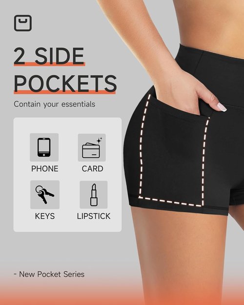 GAYHAY Biker Shorts for Women - High Waisted Black Spandex with Pockets for Yoga & Workouts