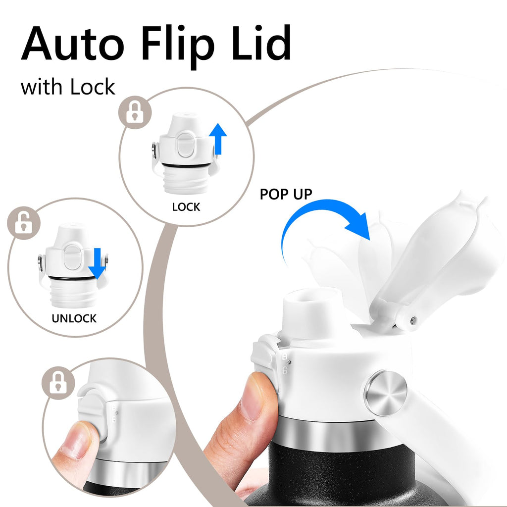 XACIOA Flip Lid for Hydroflask Standard Mouth, Replacement for Hydro Flask Lid, Spout Cap for Narrow Mouth Water Bottle for Simple Modern Iron Flask Accessories, BPA Free, White