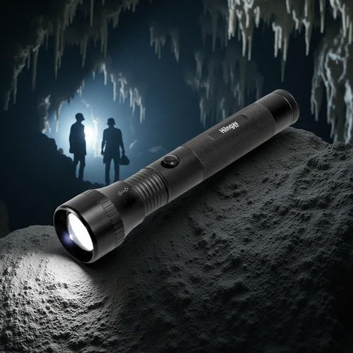 Hilngav Heavy Duty 2-Cell D Battery LED Big Flashlights, Zoomable Single Mode Aluminum Alloy Torch Flashlight, Rugged Metal Flashlight for Outdoor Adventures Emergency Hiking Camping Caving (1 Pack)