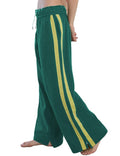 Jianzhixiao Women's Fleece Jogger Sweatpants Double Striped Athletic Track Pants High Waisted Wide Leg Pockets(DarkGreen-S)