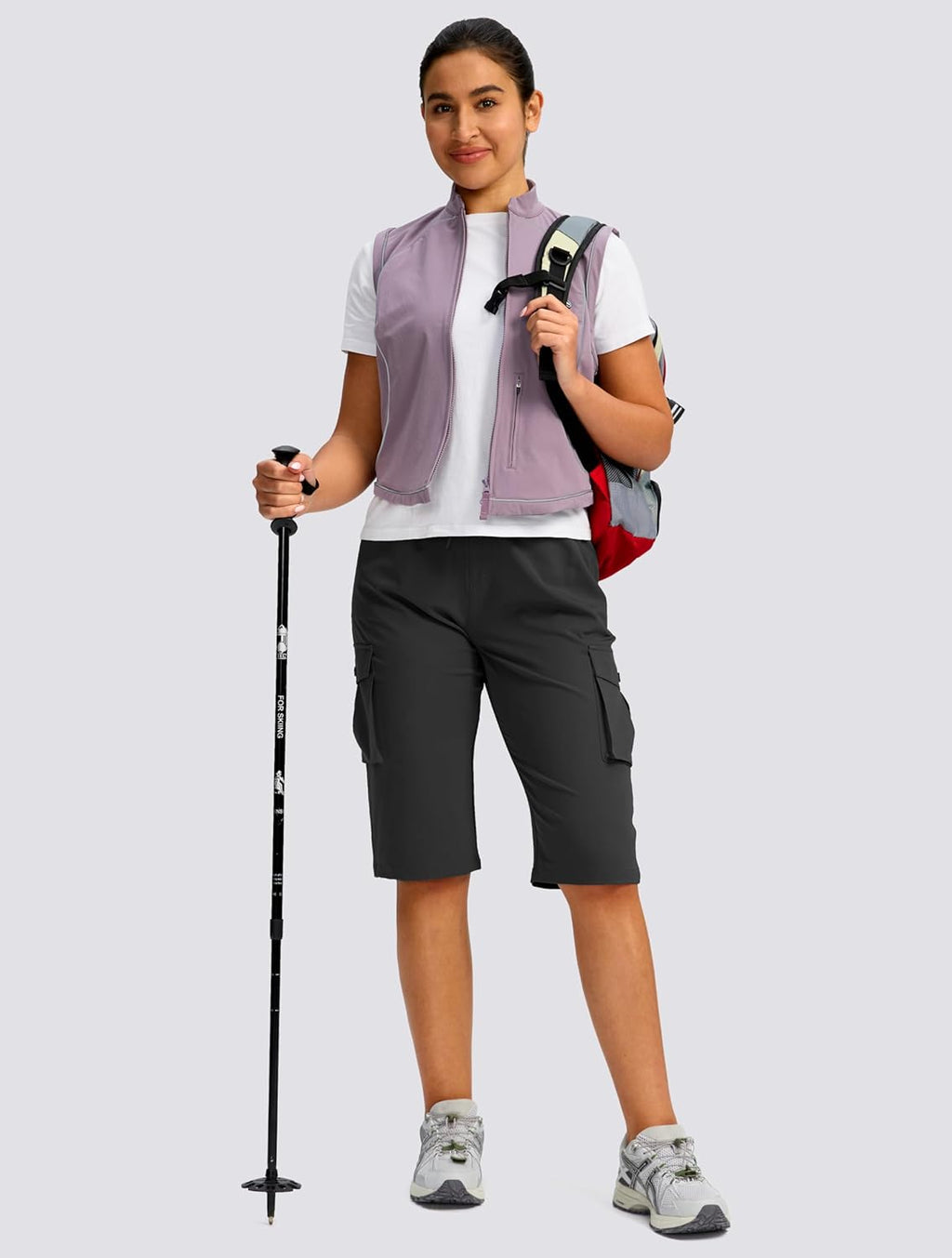 Viodia Women's Cargo Bermuda Shorts - Lightweight Knee-Length Hiking Capris for Summer Travel