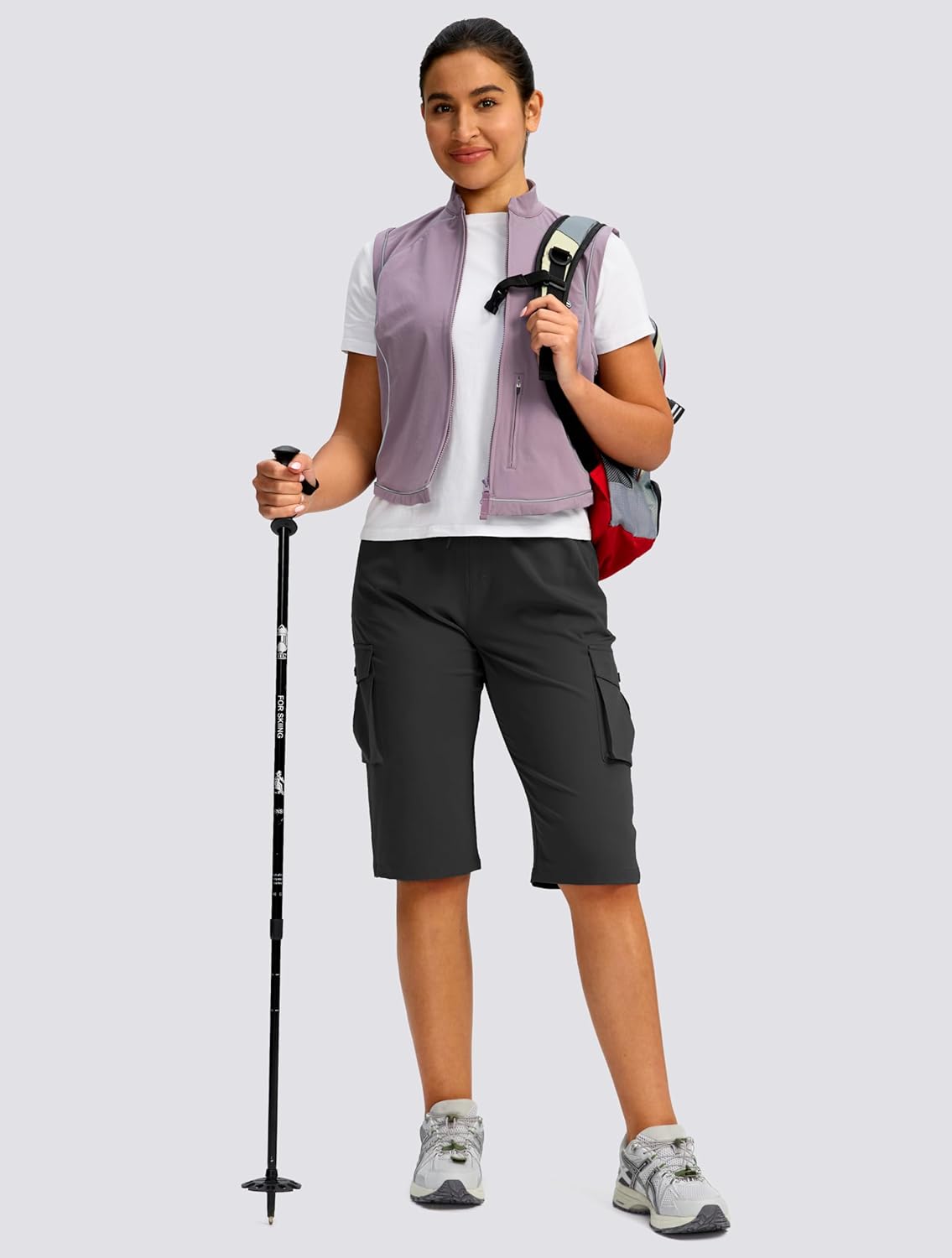 Viodia Women's Cargo Bermuda Shorts - Lightweight Knee-Length Hiking Capris for Summer Travel