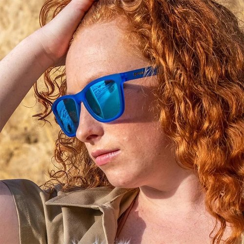 Goodr Falkor's Fever Dream Polarized Sunglasses - Dark Blue Frame with Light Blue Mirrored Lenses | UV400 Protection, Medium Size