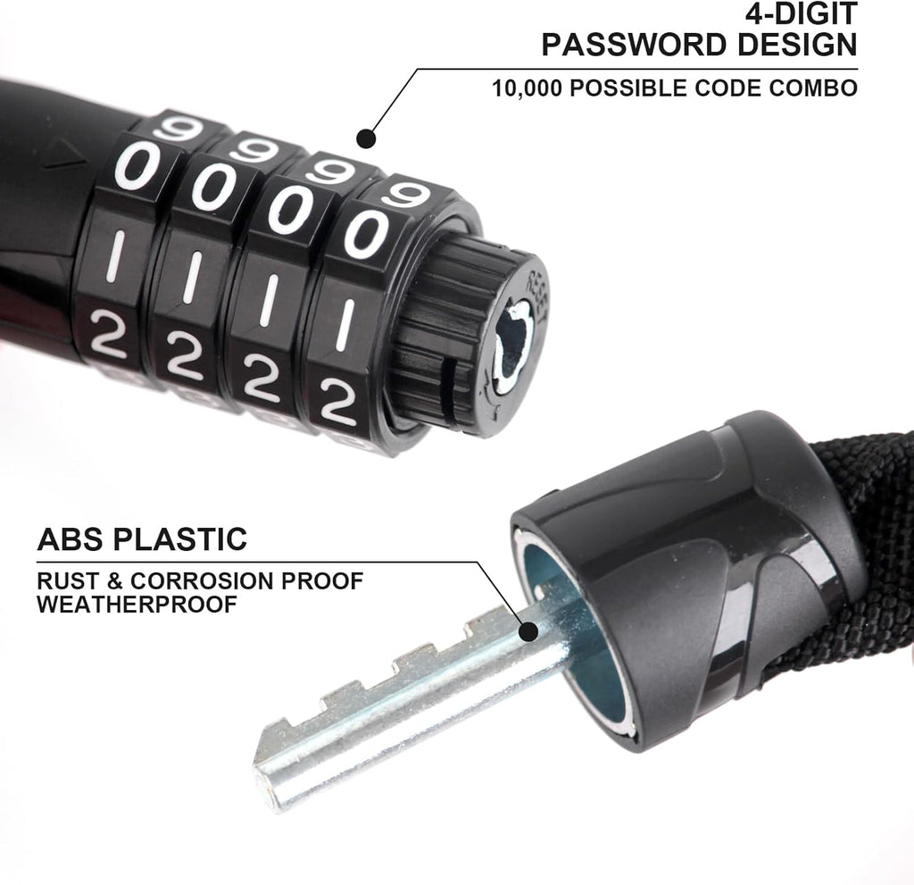 Venzio 4-Digit Combination Bike Chain Lock - Keyless Anti-Theft Security Lock | 4mm x 900mm (3FT)