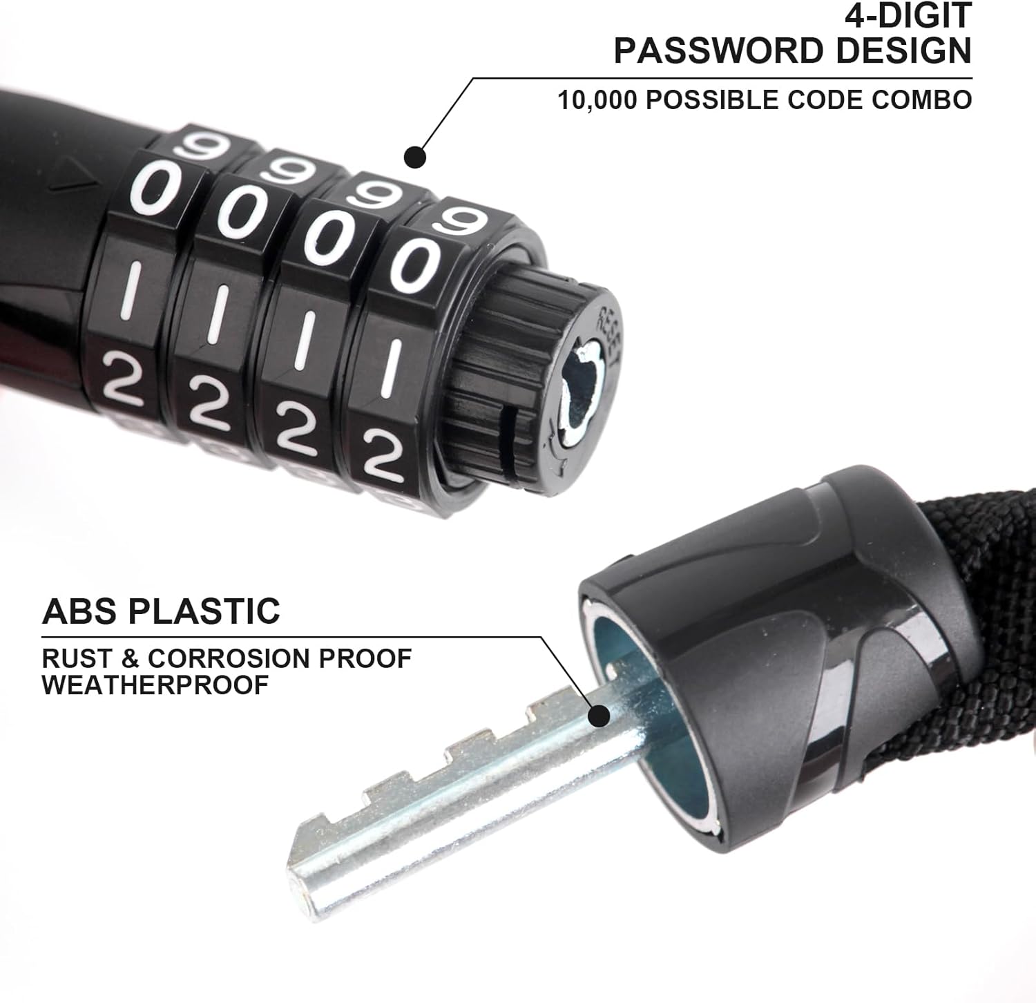 Venzio 4-Digit Combination Bike Chain Lock - Keyless Anti-Theft Security Lock | 4mm x 900mm (3FT)