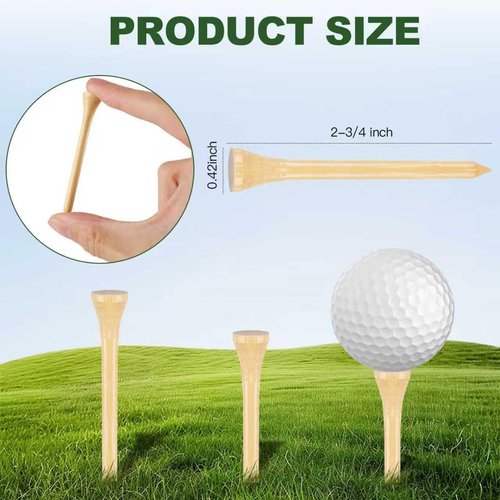Guirnd 150PCS Biodegradable Bamboo Golf Tees - 2 3/4 Inch, Stable & Reliable, Natural Color