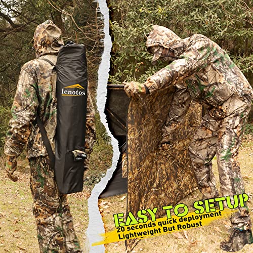 Lenotos 3-Panel Pop Up Ground Blind for Hunting - Dry Grass Camo, Easy Setup