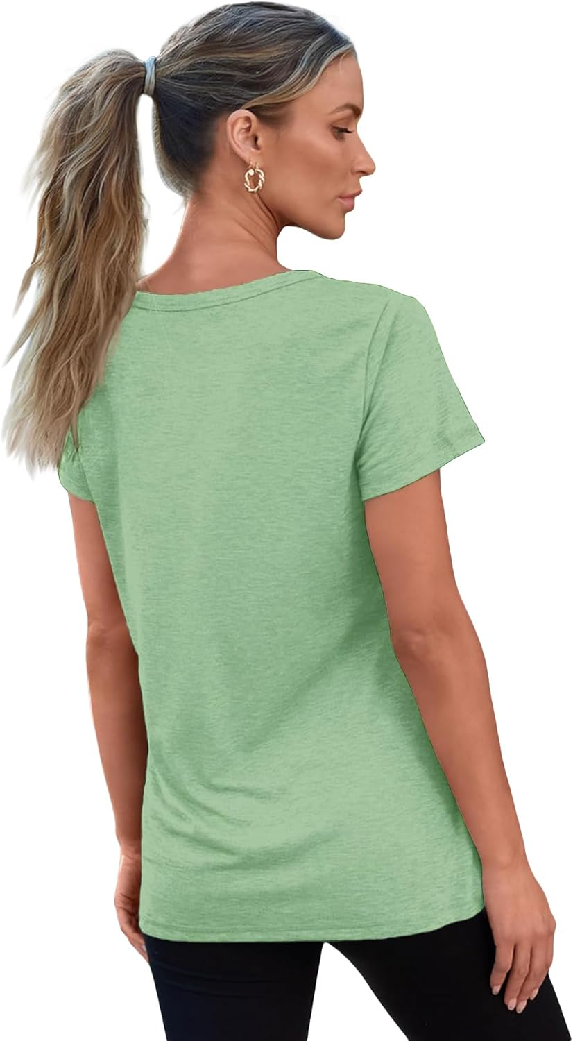 Skiennix V-Neck T-Shirts for Women - Short Sleeve Casual Tops | Loose Fit Basic Tees (3/10 Pack)