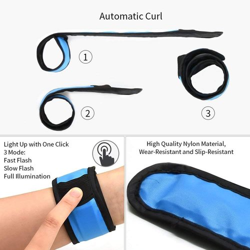 LOBKIN LED Safety Bracelets - Reflective Slap Armband for Kids | Nighttime Visibility Running Lights