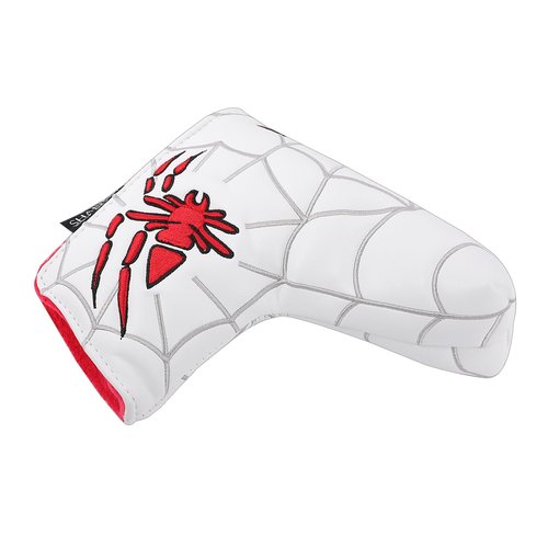 SHABIER White Golf Blade Head Cover with The Red Spider Design for Blade Golf Putter Head Cover