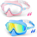 Vvinca Kids Swim Goggles - 2 Pack with Nose Cover | Anti-Fog UV Protection for Ages 3-14