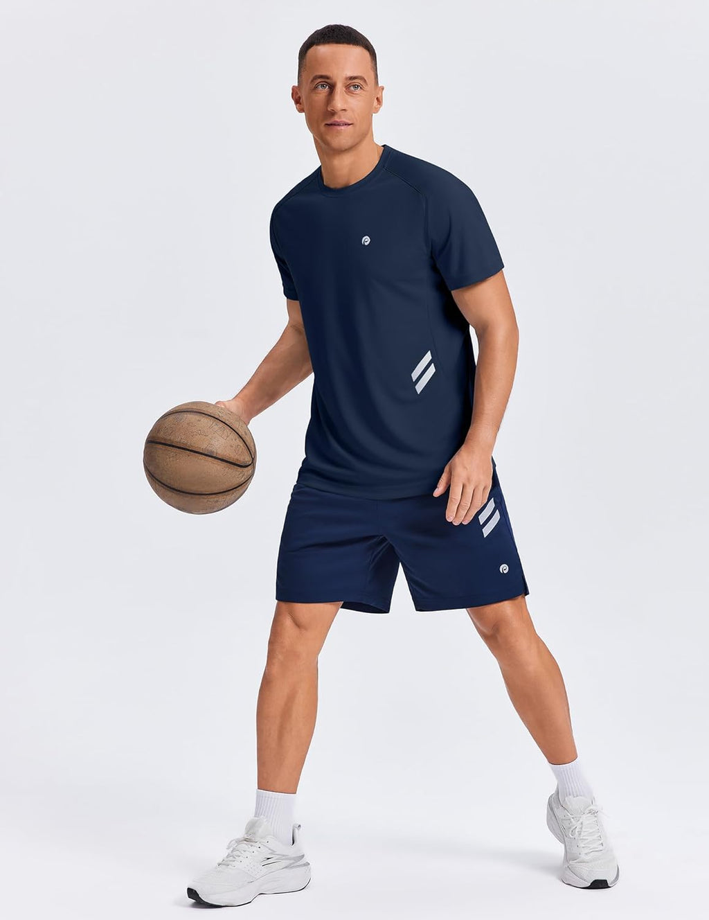 PINSPARK Men's Quick Dry Athletic T-Shirts - Moisture-Wicking Short Sleeve Gym Tees for Workouts