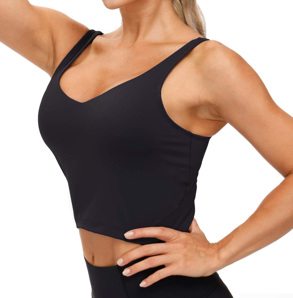 The Gym People Women's Longline Sports Bra - Wirefree & Padded for Medium Support