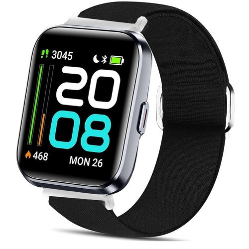 Lamshaw ID208 Plus Smart Watch Band, Stretch Elastics Nylon Adjustable Replacement Strap Accessories for Men & Women Compatible for Quican, aeac, WMK, Fitpolo ID208 Plus 1.8'' Smart Watch (Black)