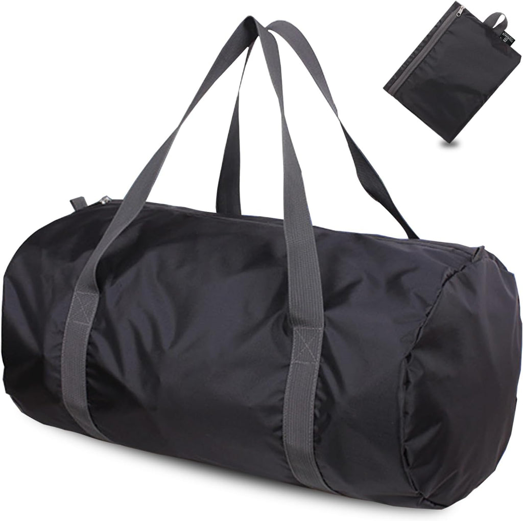 Skiennix Travel Bag - Foldable Portable Lightweight Gym Duffel for Fitness & Short Trips | Black, Medium