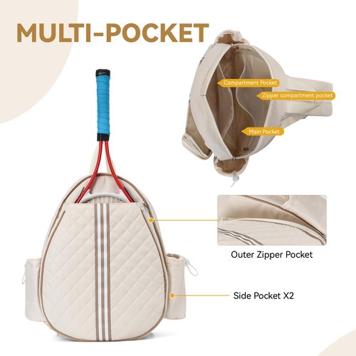 KUANG! Tennis Bag for Women Men Quilted Tennis Crossbody Backpack Tennis Racket Bag Suitable for Pickleball Tennis Badminton