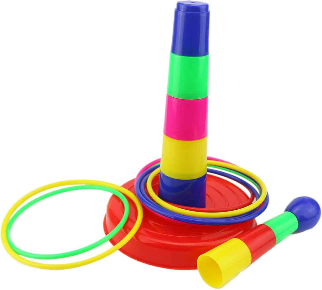 Ogrmar 18" Colorful Plastic Ring Toss Game Set - Fun Outdoor Activity for Kids
