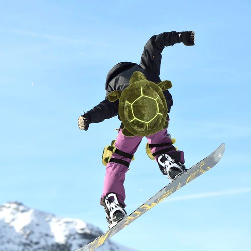 3pcs Turtle Butt Pads for Snowboarding Ski Protective Gear Set Cute Turtle 3D Hip Protectors for Skating Tortoise Cushion Padded Turtle Knee Pad for Kids Adults Skiing Roller Protection (Green)