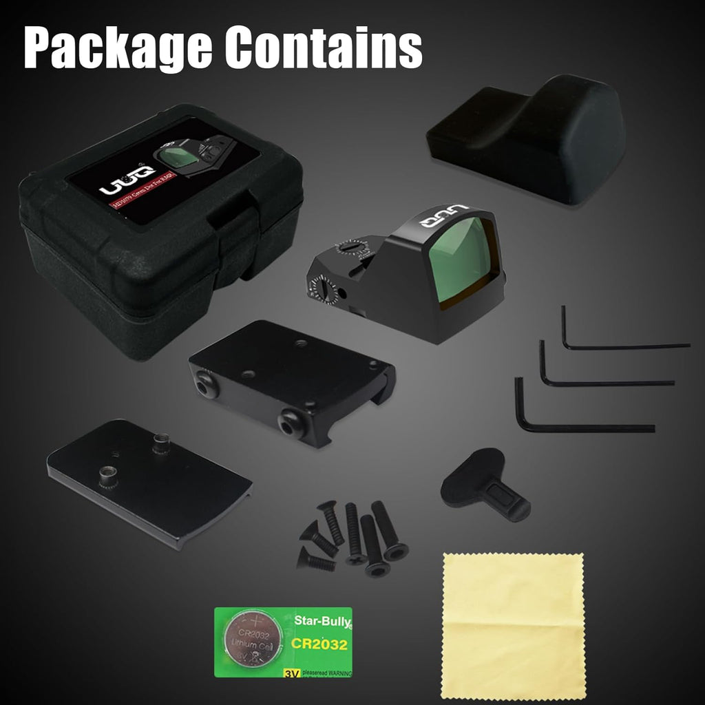 UUQ Mini Reflex Red/Green Dot Sight - 2MOA Precision with 7 Brightness Levels | Fits RMR & 20mm Picatinny Rail