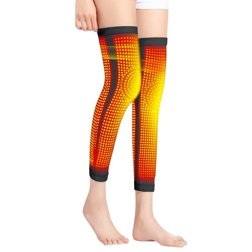Clobeau Self-Heating Wormwood Knee Pads, Long Self Heating Knee Brace Sleeve, Tourmaline Therapy Knee Support, Thermal Cotton Leg Warmer Knee Pads for Cold Weather (L)