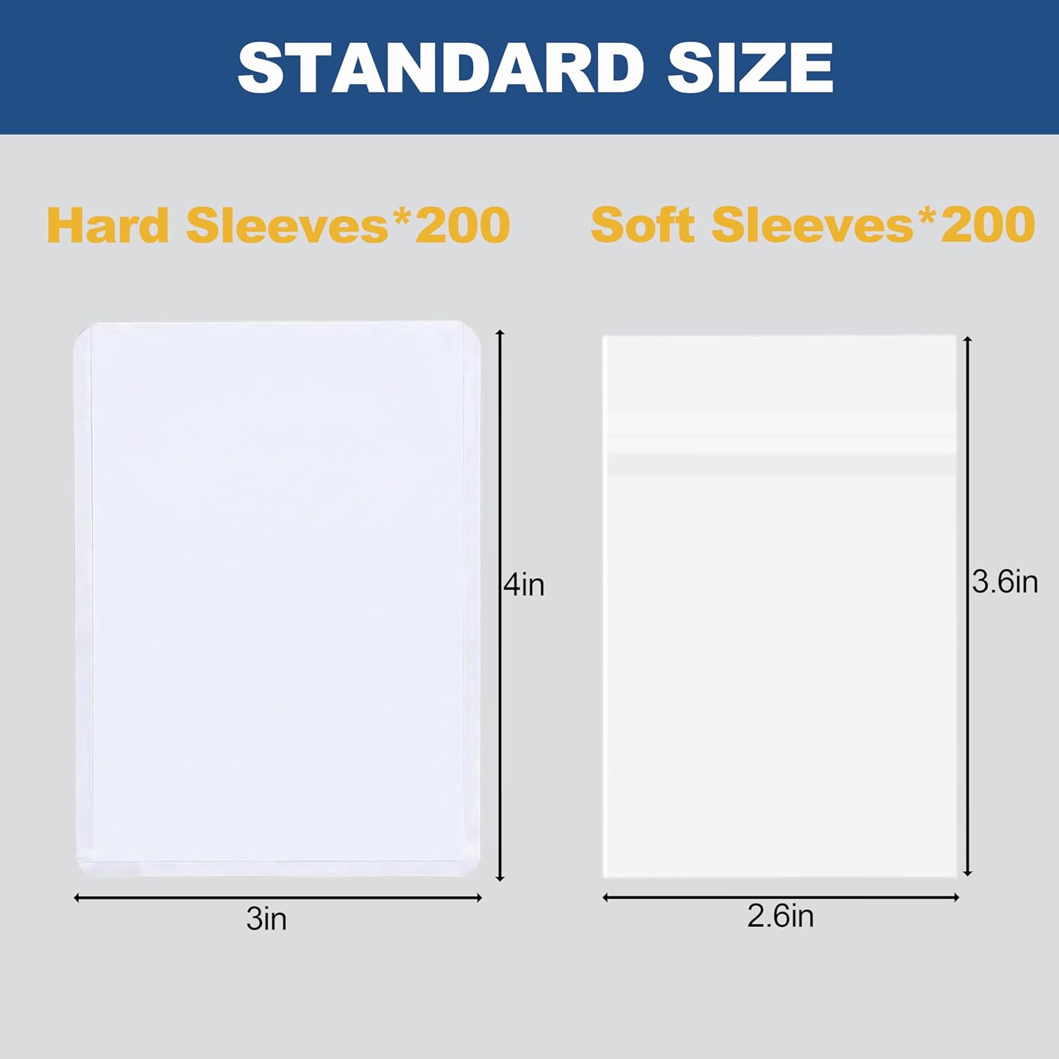 Skiennix Card Sleeves - 400 Pcs Premium Hard & Soft Plastic Trading Card Holders | 3 x 4 Inch