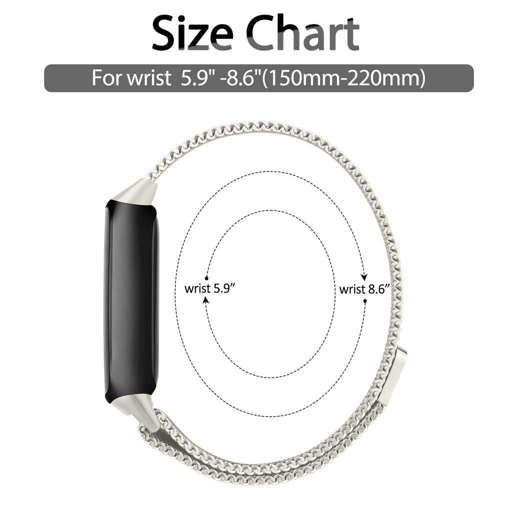 Oumida Mesh Metal Band Compatible with Fitbit Luxe Band, Stainless Steel Adjustable Loop Strap Women Men Replacement Bands for Luxe Health &-Fitness-Tracker, Starlight+Champagne Gold