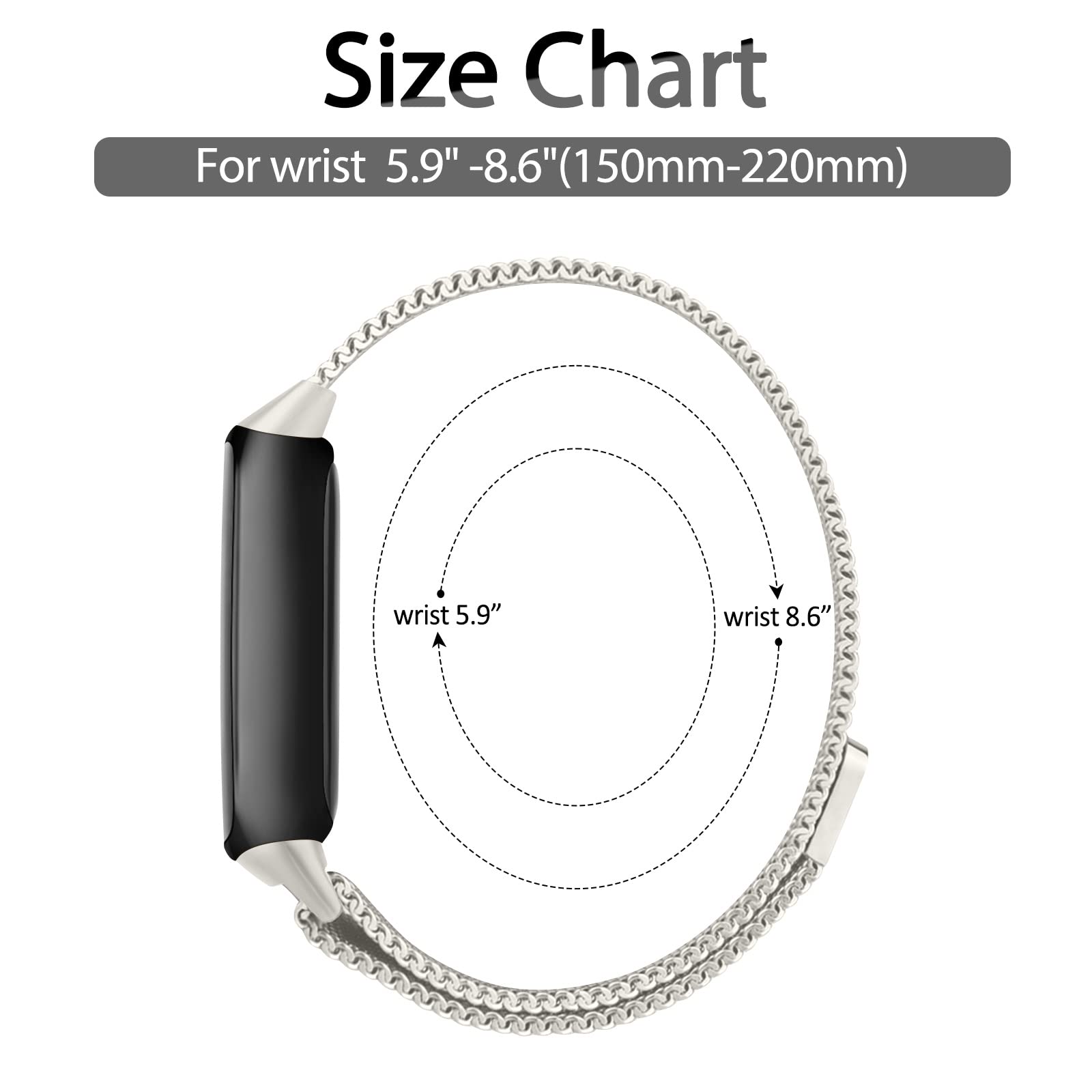 Oumida Mesh Metal Band Compatible with Fitbit Luxe Band, Stainless Steel Adjustable Loop Strap Women Men Replacement Bands for Luxe Health &-Fitness-Tracker, Starlight+Champagne Gold
