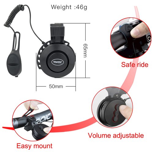 BSSOK Electric Bike Horn, 100-120DB Upgrade Adjustable Volume, Electronic Bicycle Bell Loud, 4 Sound Modes Rechargeable Waterproof Bike Bells for Adults.