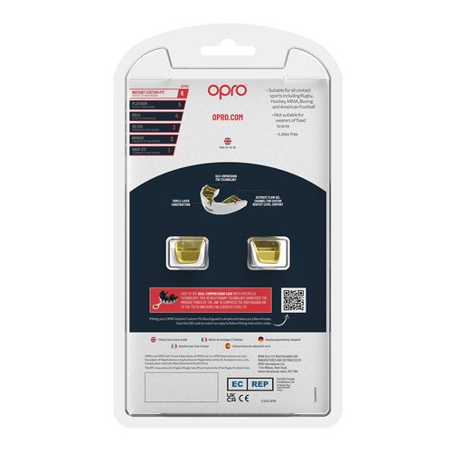 OPRO Instant Custom-Fit Mouth Guard, Dentist-Level Comfort, Protection & Fit - Moldable Mouthguard for Football, Boxing, Rugby, MMA, BJJ, UFC Mouth Piece- Includes Mouth Guard Case (White, Adult)