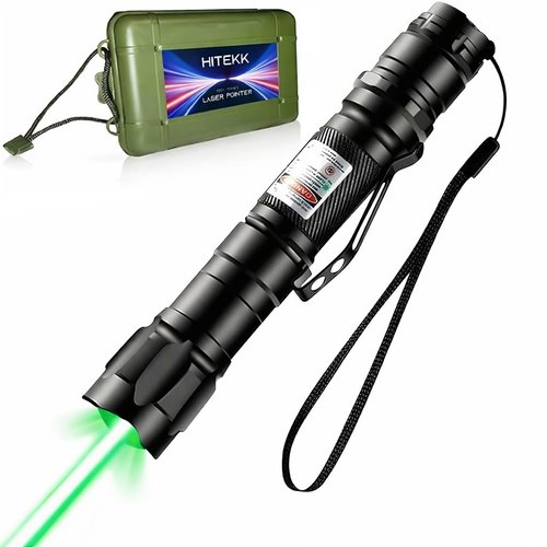 HITEKK High Power Green Laser Pointer | Tactical Long Range Green Laser Pointer | Single Press On/Off Tactical Lazer Pointer | Rechargeable Lazer Pointer and Carrying Case