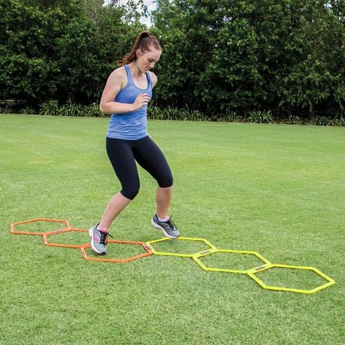 ZUKAM Hex Agility Rings for Speed Training & Agility Footwork Training Speed Hurdles Ladder with Carrying Bag (12 Rings)