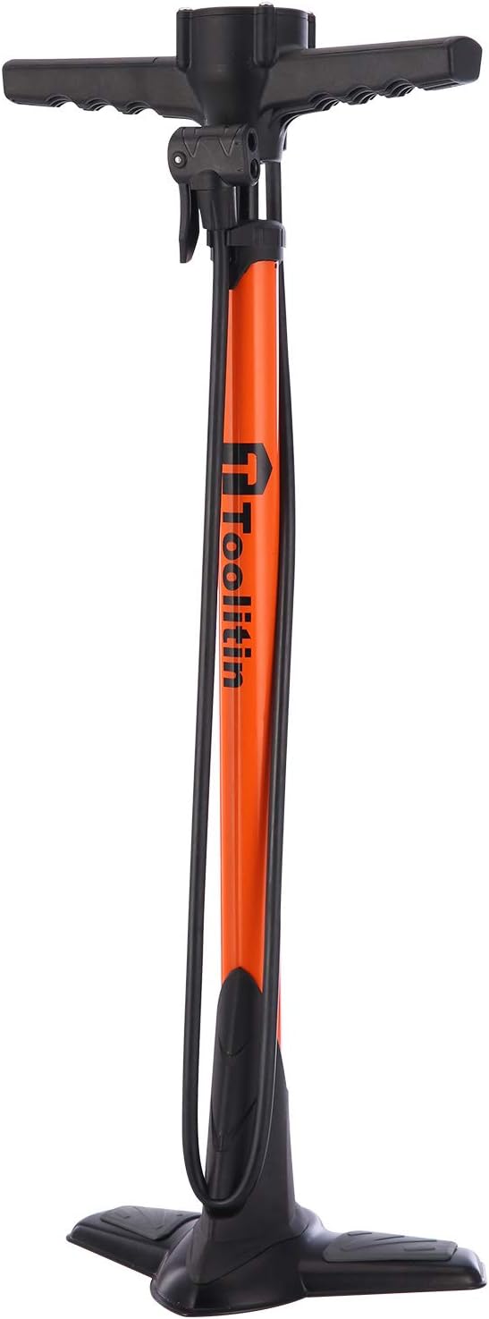 TOOLITIN Pro Bike Pump - Ergonomic Bicycle Pump with Pressure Gauge | 180 PSI, Fits Presta & Schrader Valves