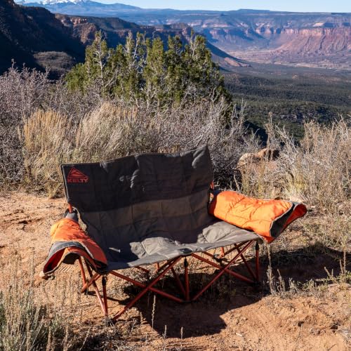 Kelty Beluga Low Loveseat Camping Chair with 2 Removable Blankets, Insulated Drink Holders, Foldable Storage