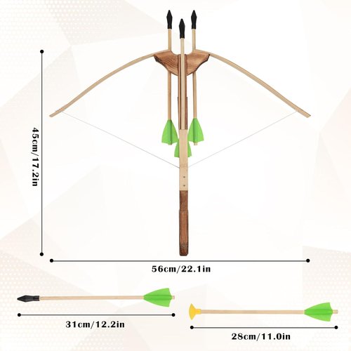 Crossbow Toy Set - Handmade Wooden Arrows & Quiver | Archery Prop for Kids' Halloween Cosplay - Green
