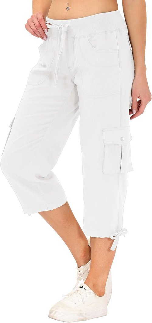 MoFiz Women's Cargo Capris - Lightweight Quick-Dry Hiking Pants with Pockets | Casual Outdoor Comfort