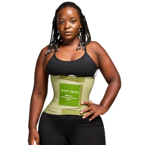 Sculpt Snatch Hourglass Waist Trainer for Women–Adjustable Sweat Band for Stomach, Tummy Control&Workout Waist Trimmer(GREEN,M)