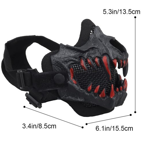 Yzpacc Airsoft Half Face Masks Tactical Face Protection Mesh Mask for Halloween Paintball CS Hunting