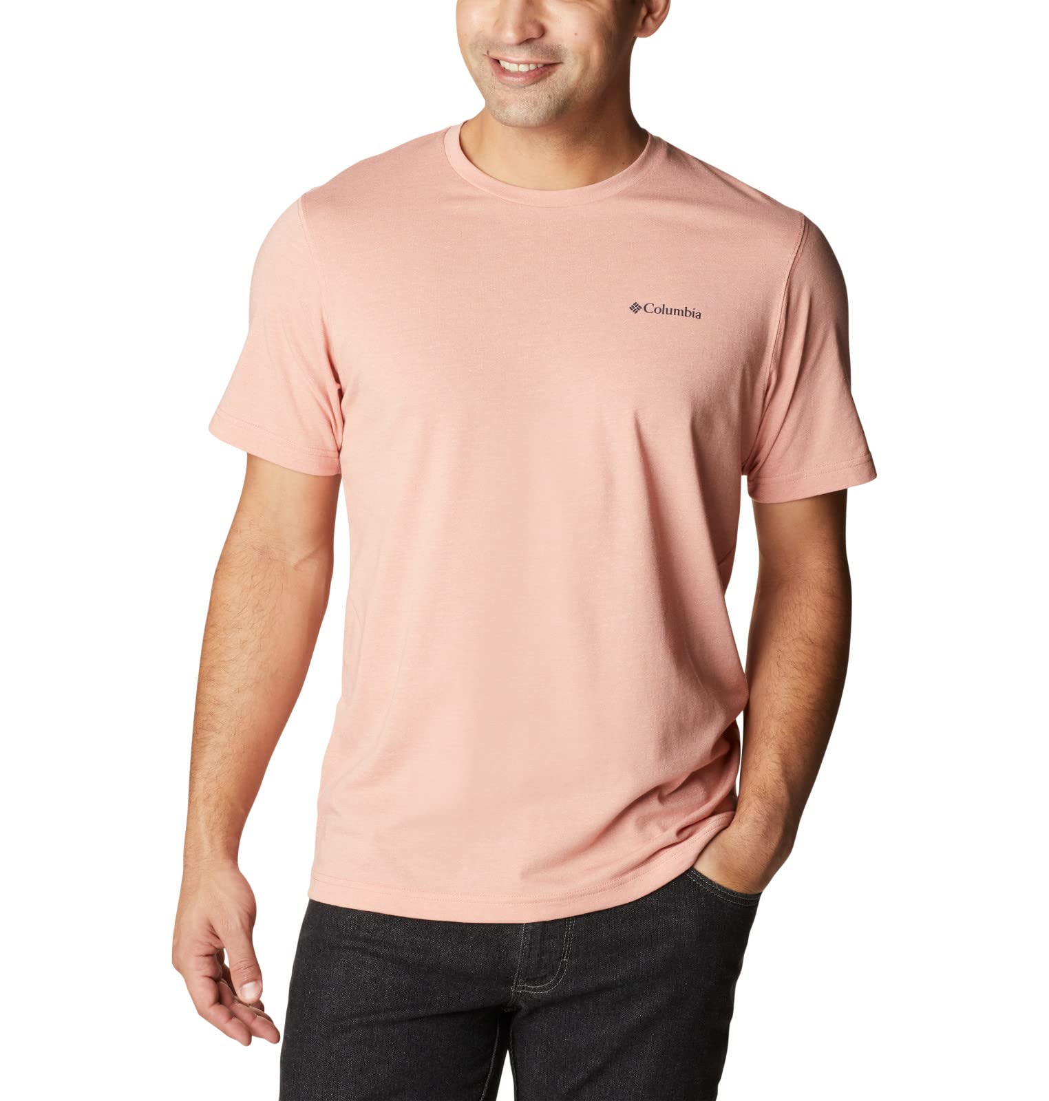 Columbia Men's Thistletown Hills Short Sleeve, Dark Coral Heather, Small