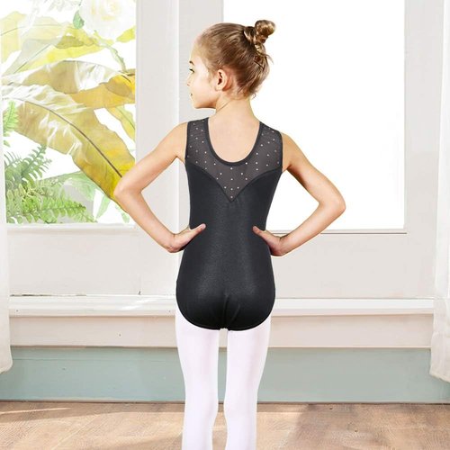 BAOHULU Toddler Girls Gymnastics Leotards - Sparkle Sequins & Mesh Top Dancewear Costumes
