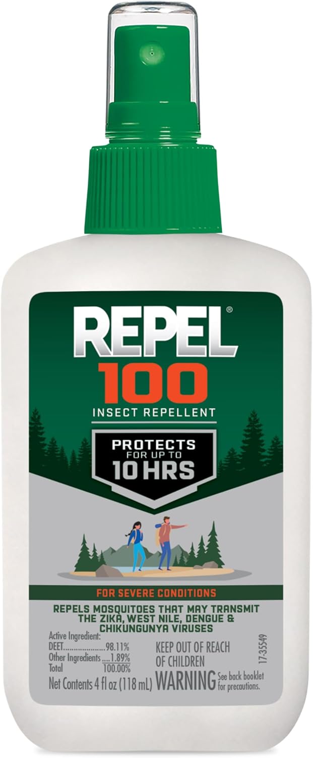 Repel 100 Insect Repellent - 10-Hour Long-Lasting Protection with DEET | 4 Ounces Spray for Mosquitoes, Ticks, and More