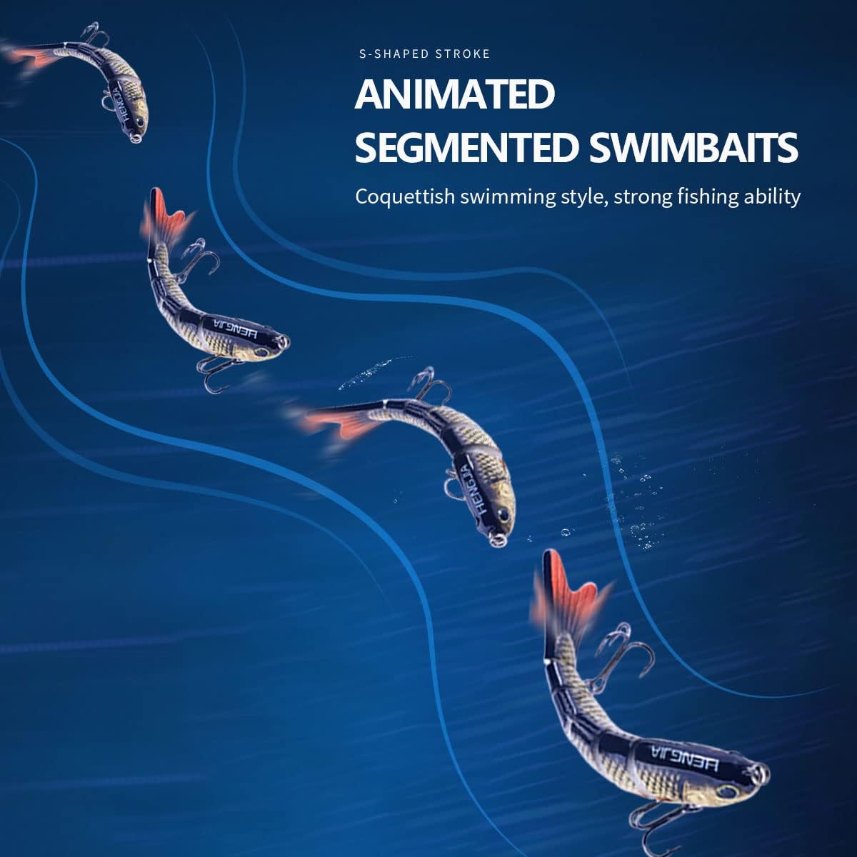 Swim Warrior Fishing Lures - Animated Multi-Jointed Swimbaits for Bass & Trout | Lifelike Bionic Design