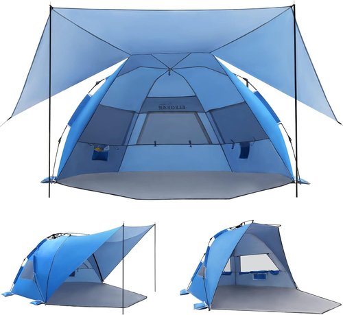Elegear CumbreX™ Beach Tent - 360° Removable Canopy, UPF 50+ Sun Shade for 4-6 People | Portable & Lightweight