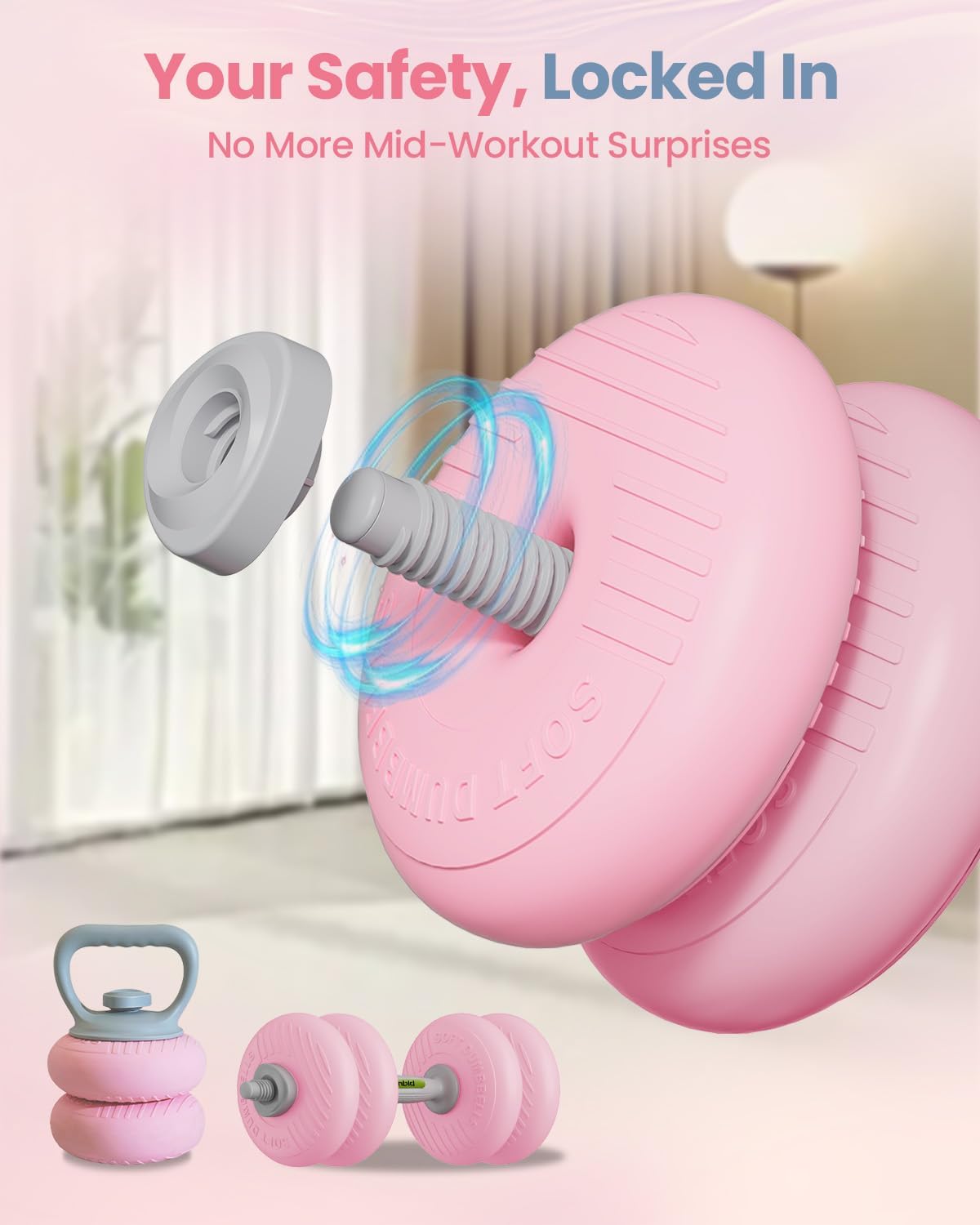 Skiennix Adjustable Dumbbell Set - 4-In-1 SoftShell Weights (13/18/22/35LBS) for Home Gym Fitness
