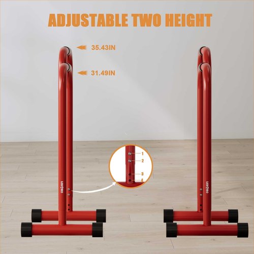 Adjustable Dip Bar 330LBS, Dip Stand Station for Home Gym, Functional Fitness Bar for Calisthenics & Bodyweight Training, Portable Push Up Stand